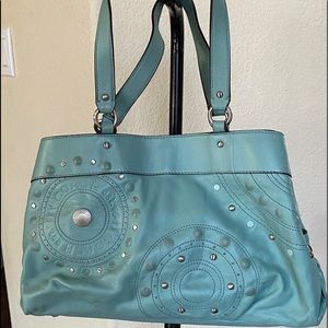 Coach Studded Appliqué Agua Leather shoulder carry all